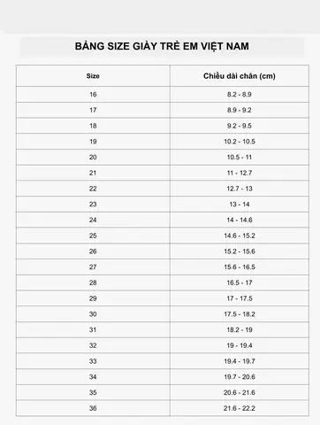 Bảng Size Giày Us Trẻ Em: Hướng Dẫn Chọn Size Chuẩn & Chi Tiết Theo Độ Tuổi Bảng Size Giày Us Trẻ Em: Hướng Dẫn Chọn Size Chuẩn & Chi Tiết Theo Độ Tuổi
