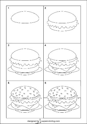 Cách Vẽ Hamburger