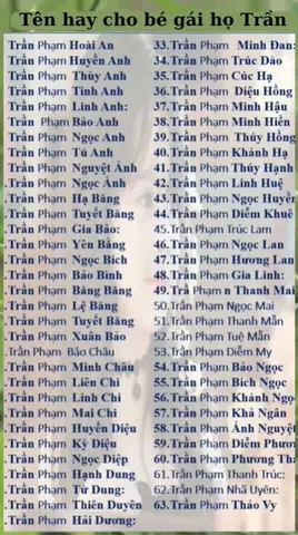 Gợi Ý Đặt Tên Con Gái Họ Trần Hay, Ý Nghĩa, Hợp Phong Thủy Năm 2019
