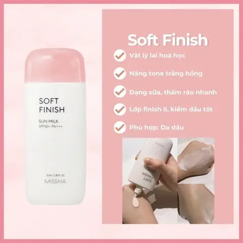 Kem Chống Nắng Missha Soft Finish Sun Milk: Nâng Tone, Kiềm Dầu, Bảo Vệ Da Toàn Diện Kem Chống Nắng Missha Soft Finish Sun Milk: Nâng Tone, Kiềm Dầu, Bảo Vệ Da Toàn Diện