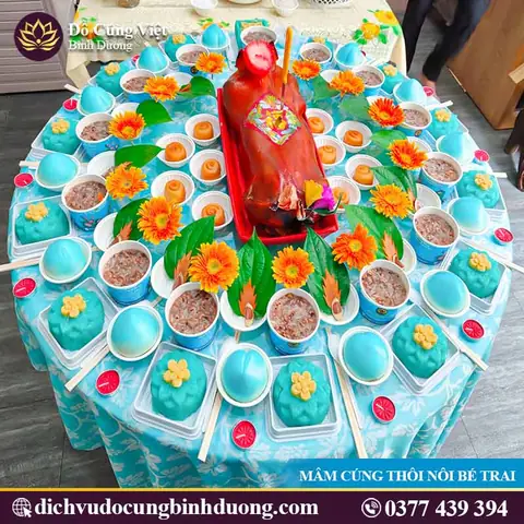 Mâm Cúng Thôi Nôi Bé Trai Đầy Đủ & Chuẩn Nghi Thức Dân Gian