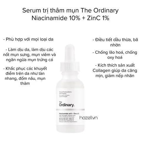 Tinh Chất The Ordinary Niacinamide 10% Zinc 1% 30ml: Giải Pháp Toàn Diện Cho Da Mụn, Lỗ Chân Lông To & Da Dầu Tinh Chất The Ordinary Niacinamide 10% Zinc 1% 30ml: Giải Pháp Toàn Diện Cho Da Mụn, Lỗ Chân Lông To & Da Dầu