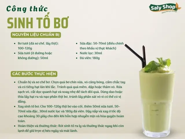 Công Thức Sinh Tố Bơ Sữa Thơm Ngon, Chuẩn Vị, Dễ Làm Tại Nhà